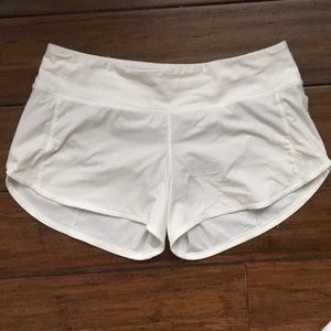 White lululemon speed up shorts